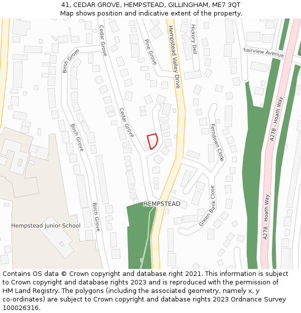 41, CEDAR GROVE, HEMPSTEAD, GILLINGHAM, ME7 3QT: Location map and indicative extent of plot