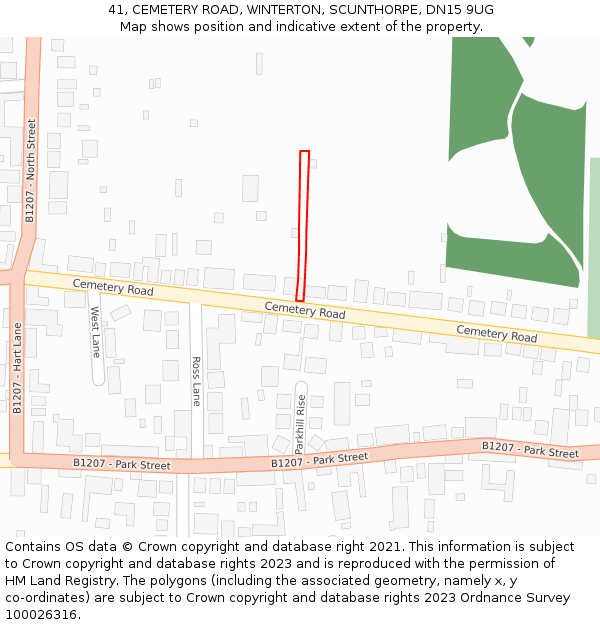 41, CEMETERY ROAD, WINTERTON, SCUNTHORPE, DN15 9UG: Location map and indicative extent of plot