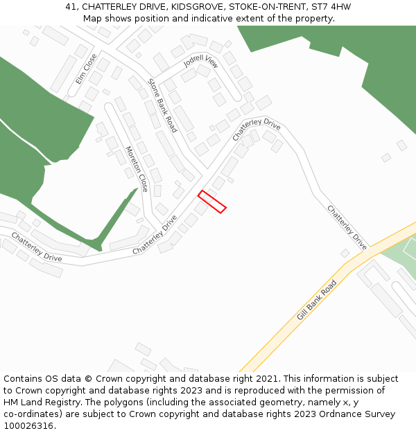 41, CHATTERLEY DRIVE, KIDSGROVE, STOKE-ON-TRENT, ST7 4HW: Location map and indicative extent of plot