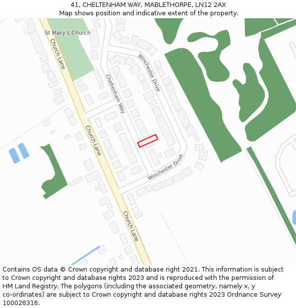 41, CHELTENHAM WAY, MABLETHORPE, LN12 2AX: Location map and indicative extent of plot
