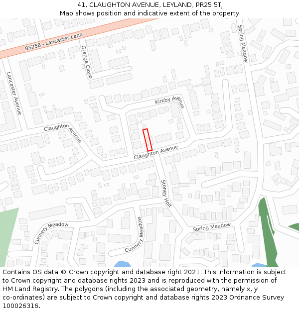 41, CLAUGHTON AVENUE, LEYLAND, PR25 5TJ: Location map and indicative extent of plot