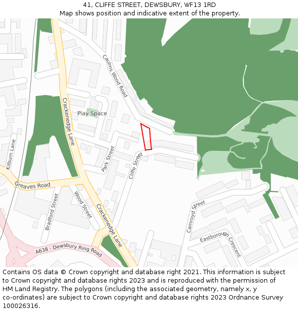 41, CLIFFE STREET, DEWSBURY, WF13 1RD: Location map and indicative extent of plot