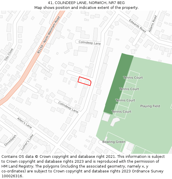 41, COLINDEEP LANE, NORWICH, NR7 8EG: Location map and indicative extent of plot