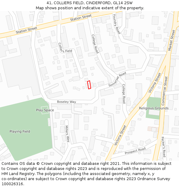 41, COLLIERS FIELD, CINDERFORD, GL14 2SW: Location map and indicative extent of plot