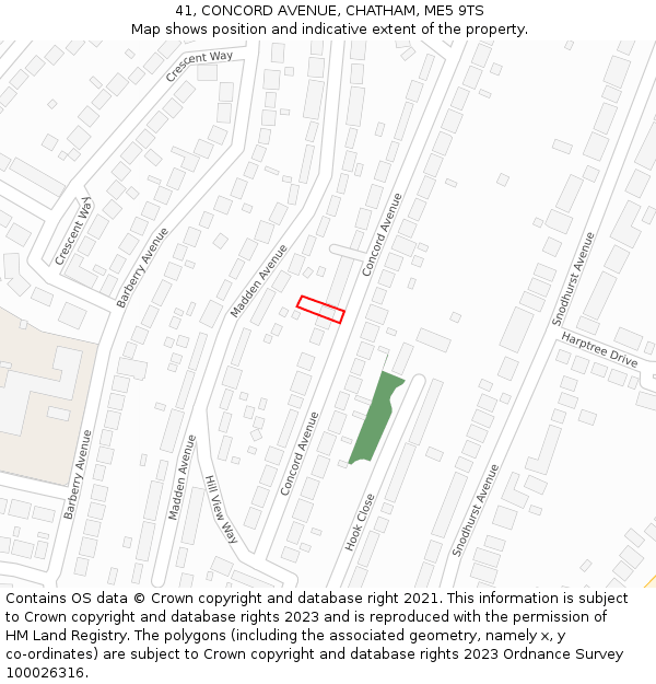 41, CONCORD AVENUE, CHATHAM, ME5 9TS: Location map and indicative extent of plot