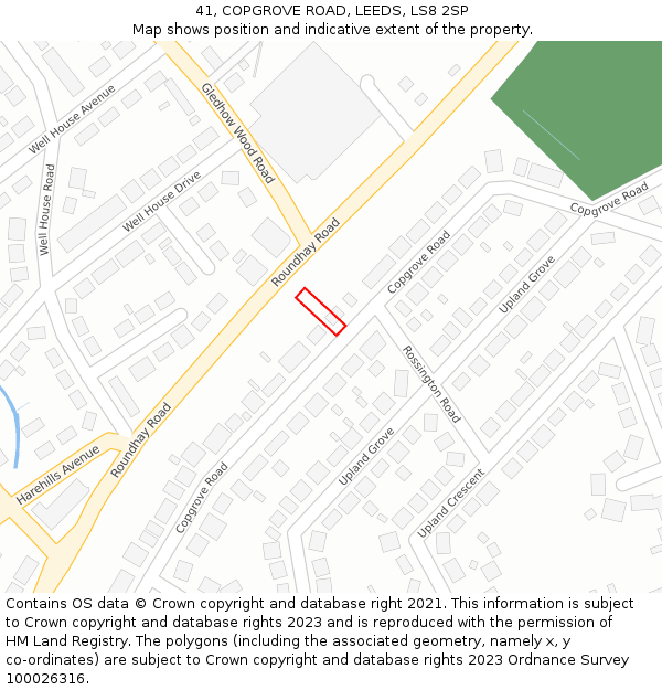 41, COPGROVE ROAD, LEEDS, LS8 2SP: Location map and indicative extent of plot