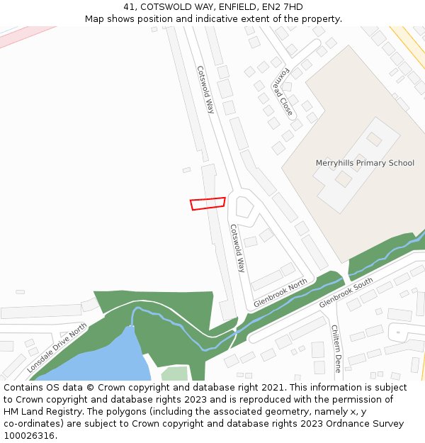 41, COTSWOLD WAY, ENFIELD, EN2 7HD: Location map and indicative extent of plot