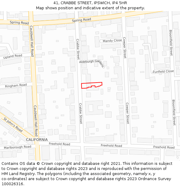 41, CRABBE STREET, IPSWICH, IP4 5HR: Location map and indicative extent of plot