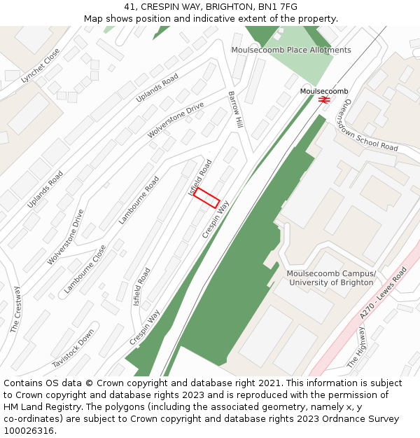 41, CRESPIN WAY, BRIGHTON, BN1 7FG: Location map and indicative extent of plot