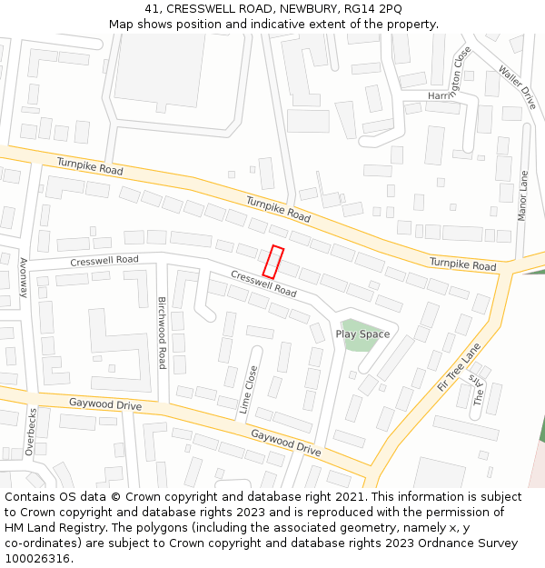 41, CRESSWELL ROAD, NEWBURY, RG14 2PQ: Location map and indicative extent of plot