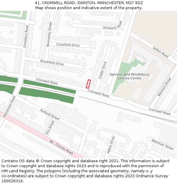 41, CROMWELL ROAD, SWINTON, MANCHESTER, M27 9SZ: Location map and indicative extent of plot