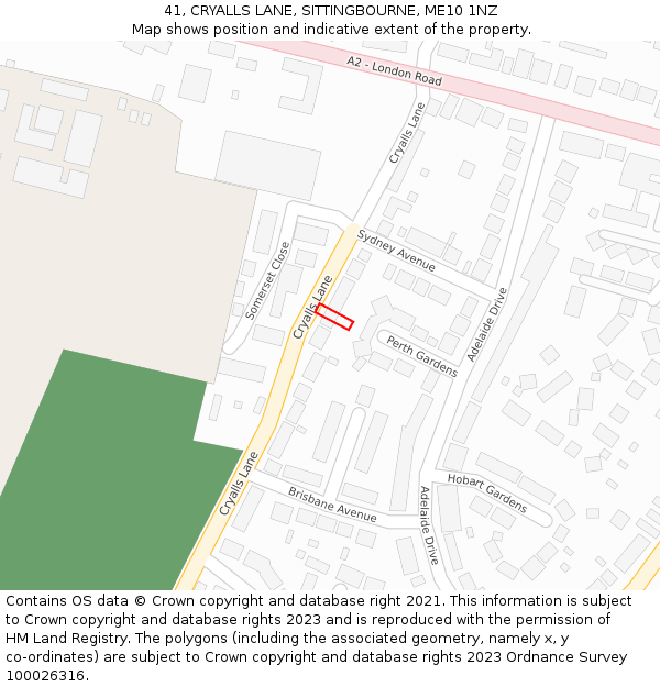 41, CRYALLS LANE, SITTINGBOURNE, ME10 1NZ: Location map and indicative extent of plot
