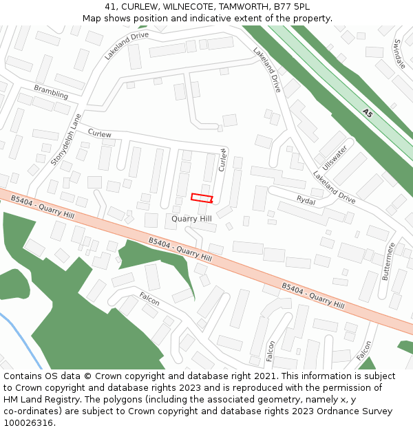 41, CURLEW, WILNECOTE, TAMWORTH, B77 5PL: Location map and indicative extent of plot