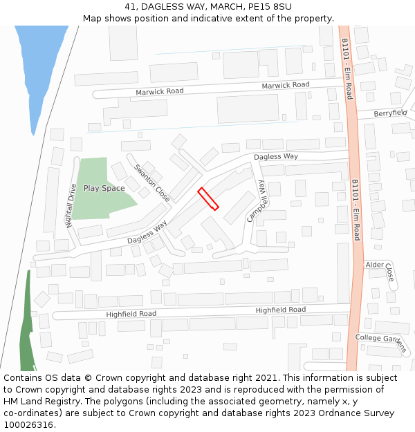41, DAGLESS WAY, MARCH, PE15 8SU: Location map and indicative extent of plot