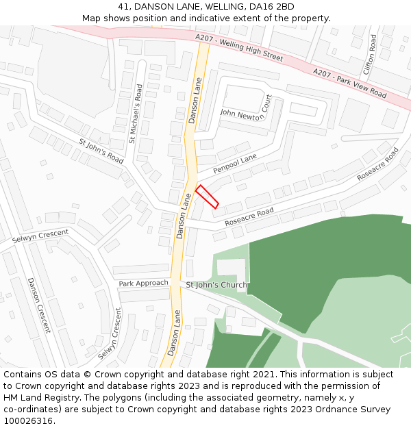 41, DANSON LANE, WELLING, DA16 2BD: Location map and indicative extent of plot