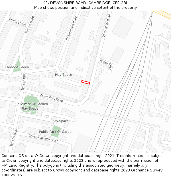 41, DEVONSHIRE ROAD, CAMBRIDGE, CB1 2BL: Location map and indicative extent of plot