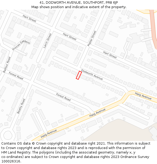 41, DODWORTH AVENUE, SOUTHPORT, PR8 6JP: Location map and indicative extent of plot