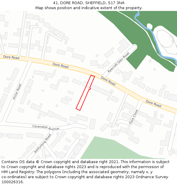 41, DORE ROAD, SHEFFIELD, S17 3NA: Location map and indicative extent of plot