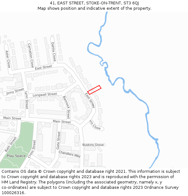 41, EAST STREET, STOKE-ON-TRENT, ST3 6QJ: Location map and indicative extent of plot