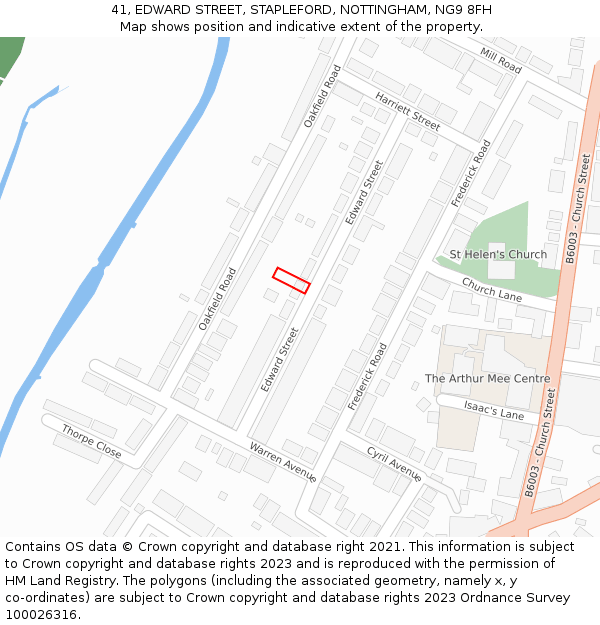 41, EDWARD STREET, STAPLEFORD, NOTTINGHAM, NG9 8FH: Location map and indicative extent of plot