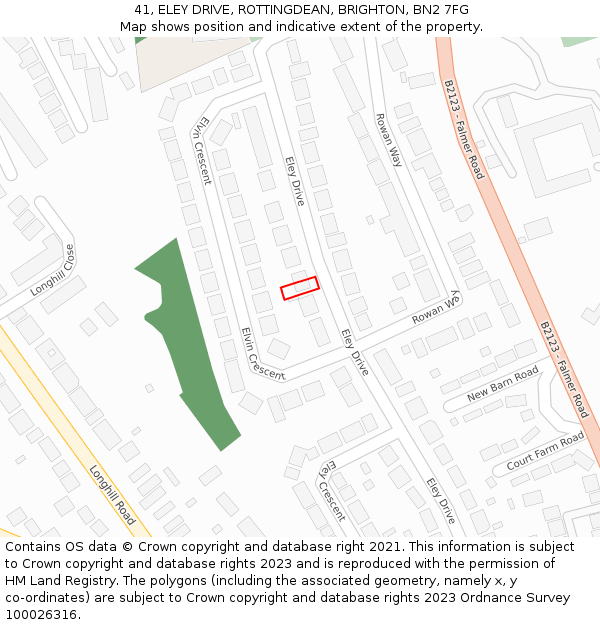 41, ELEY DRIVE, ROTTINGDEAN, BRIGHTON, BN2 7FG: Location map and indicative extent of plot