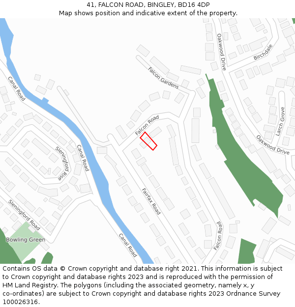 41, FALCON ROAD, BINGLEY, BD16 4DP: Location map and indicative extent of plot