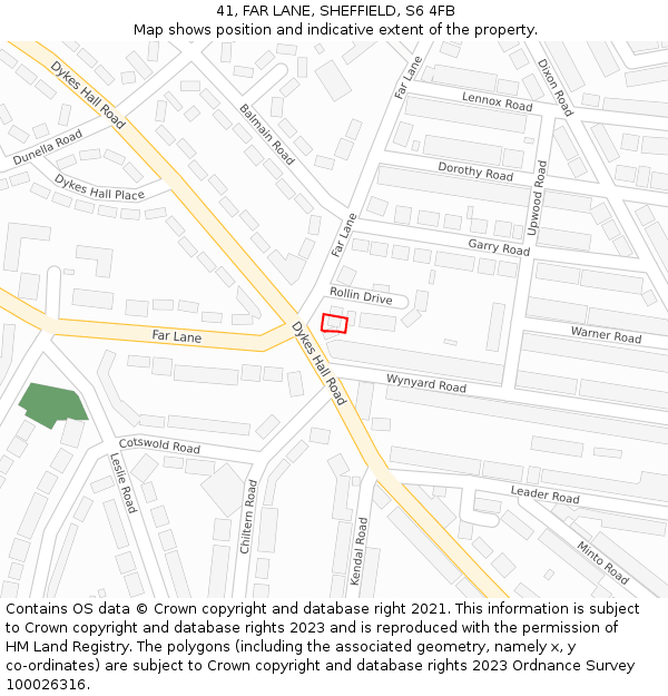 41, FAR LANE, SHEFFIELD, S6 4FB: Location map and indicative extent of plot