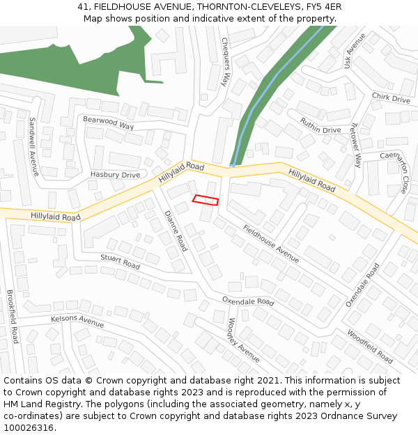 41, FIELDHOUSE AVENUE, THORNTON-CLEVELEYS, FY5 4ER: Location map and indicative extent of plot