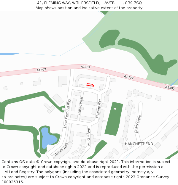41, FLEMING WAY, WITHERSFIELD, HAVERHILL, CB9 7SQ: Location map and indicative extent of plot