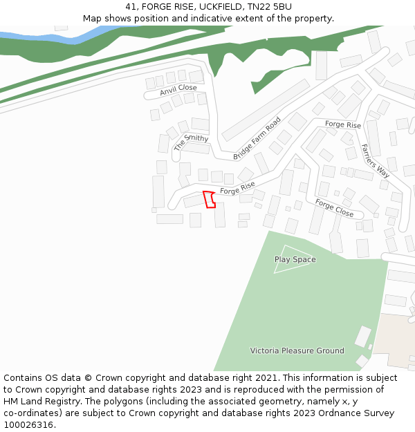 41, FORGE RISE, UCKFIELD, TN22 5BU: Location map and indicative extent of plot