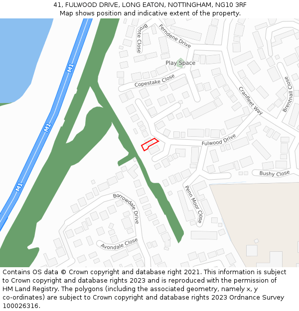 41, FULWOOD DRIVE, LONG EATON, NOTTINGHAM, NG10 3RF: Location map and indicative extent of plot
