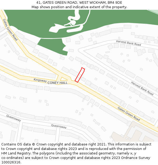 41, GATES GREEN ROAD, WEST WICKHAM, BR4 9DE: Location map and indicative extent of plot