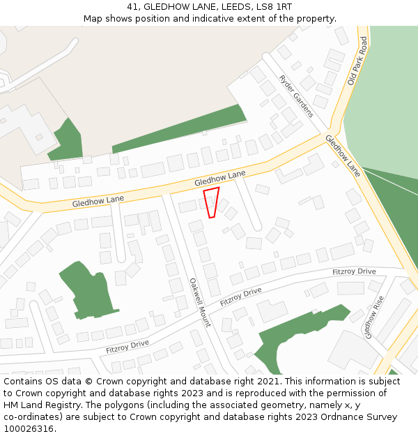 41, GLEDHOW LANE, LEEDS, LS8 1RT: Location map and indicative extent of plot