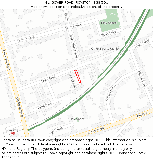 41, GOWER ROAD, ROYSTON, SG8 5DU: Location map and indicative extent of plot