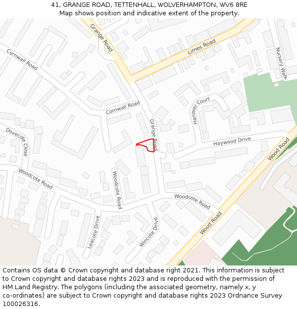 41, GRANGE ROAD, TETTENHALL, WOLVERHAMPTON, WV6 8RE: Location map and indicative extent of plot