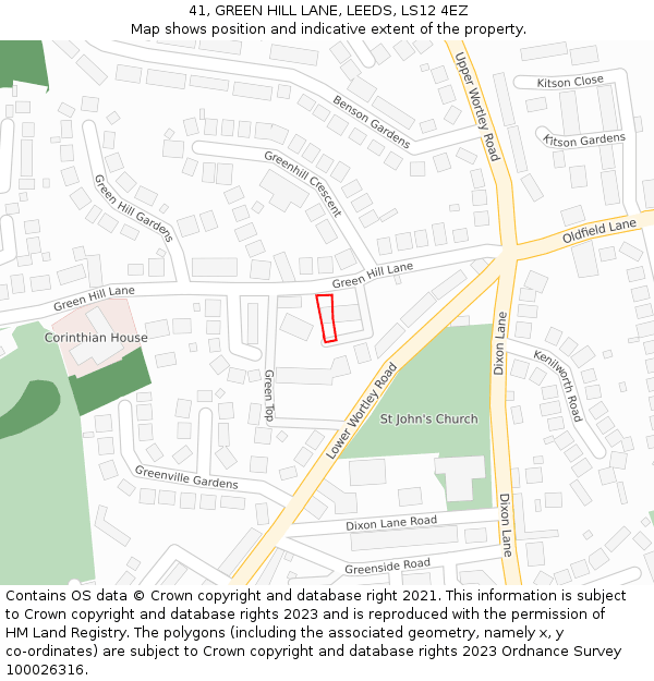 41, GREEN HILL LANE, LEEDS, LS12 4EZ: Location map and indicative extent of plot