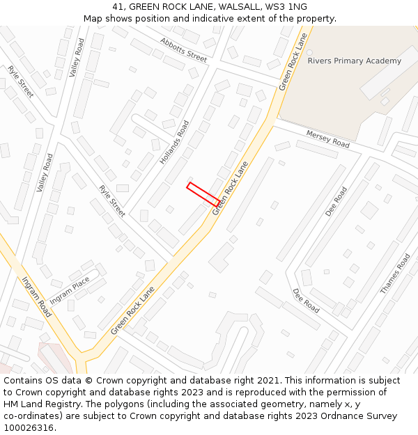 41, GREEN ROCK LANE, WALSALL, WS3 1NG: Location map and indicative extent of plot