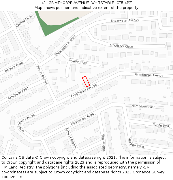 41, GRIMTHORPE AVENUE, WHITSTABLE, CT5 4PZ: Location map and indicative extent of plot