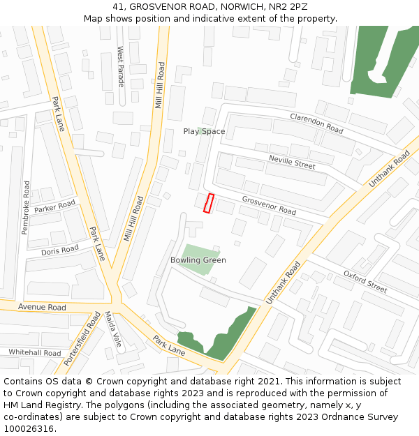 41, GROSVENOR ROAD, NORWICH, NR2 2PZ: Location map and indicative extent of plot
