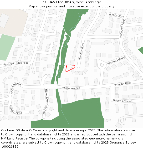 41, HAMILTON ROAD, RYDE, PO33 3QY: Location map and indicative extent of plot