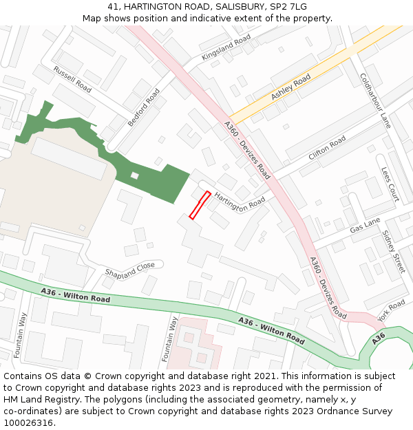 41, HARTINGTON ROAD, SALISBURY, SP2 7LG: Location map and indicative extent of plot