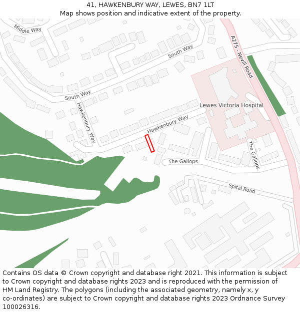 41, HAWKENBURY WAY, LEWES, BN7 1LT: Location map and indicative extent of plot