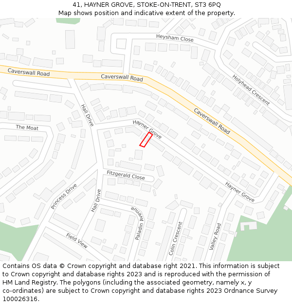 41, HAYNER GROVE, STOKE-ON-TRENT, ST3 6PQ: Location map and indicative extent of plot