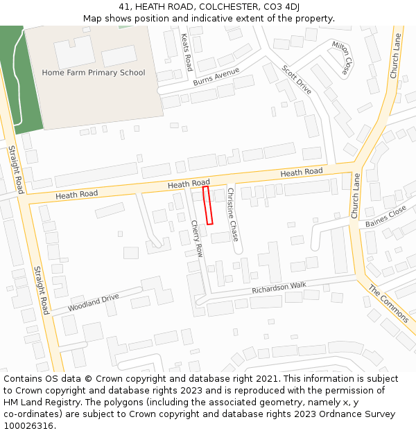 41, HEATH ROAD, COLCHESTER, CO3 4DJ: Location map and indicative extent of plot