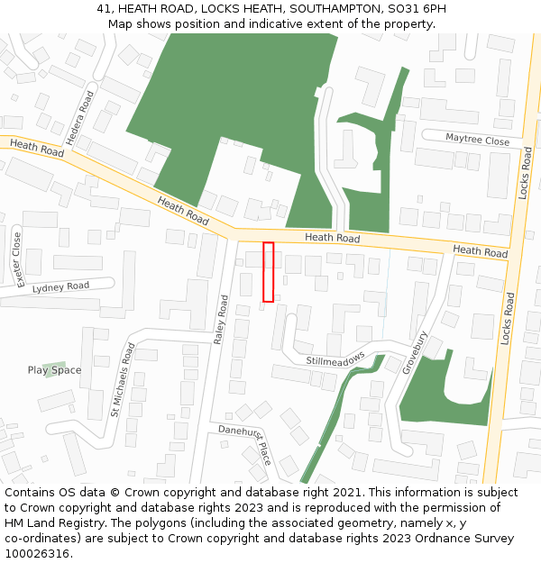 41, HEATH ROAD, LOCKS HEATH, SOUTHAMPTON, SO31 6PH: Location map and indicative extent of plot