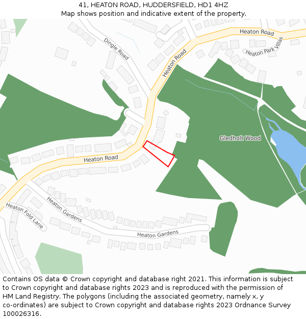 41, HEATON ROAD, HUDDERSFIELD, HD1 4HZ: Location map and indicative extent of plot