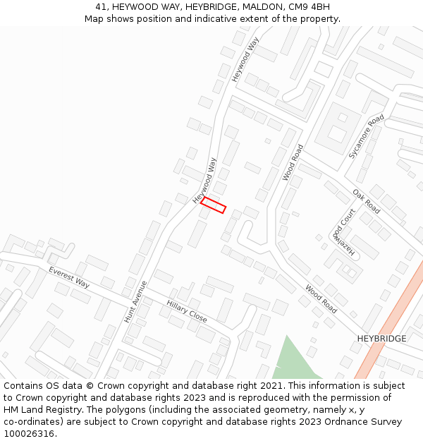 41, HEYWOOD WAY, HEYBRIDGE, MALDON, CM9 4BH: Location map and indicative extent of plot