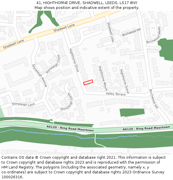 41, HIGHTHORNE DRIVE, SHADWELL, LEEDS, LS17 8NY: Location map and indicative extent of plot