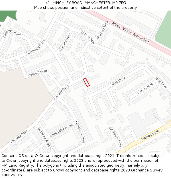 41, HINCHLEY ROAD, MANCHESTER, M9 7FG: Location map and indicative extent of plot