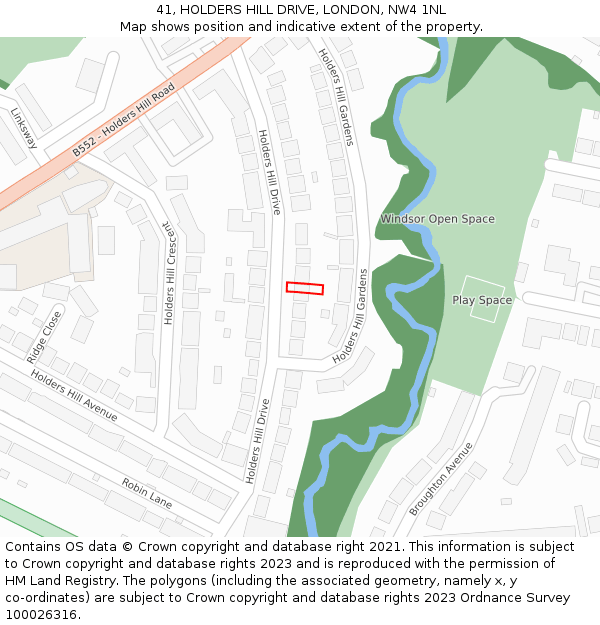 41, HOLDERS HILL DRIVE, LONDON, NW4 1NL: Location map and indicative extent of plot